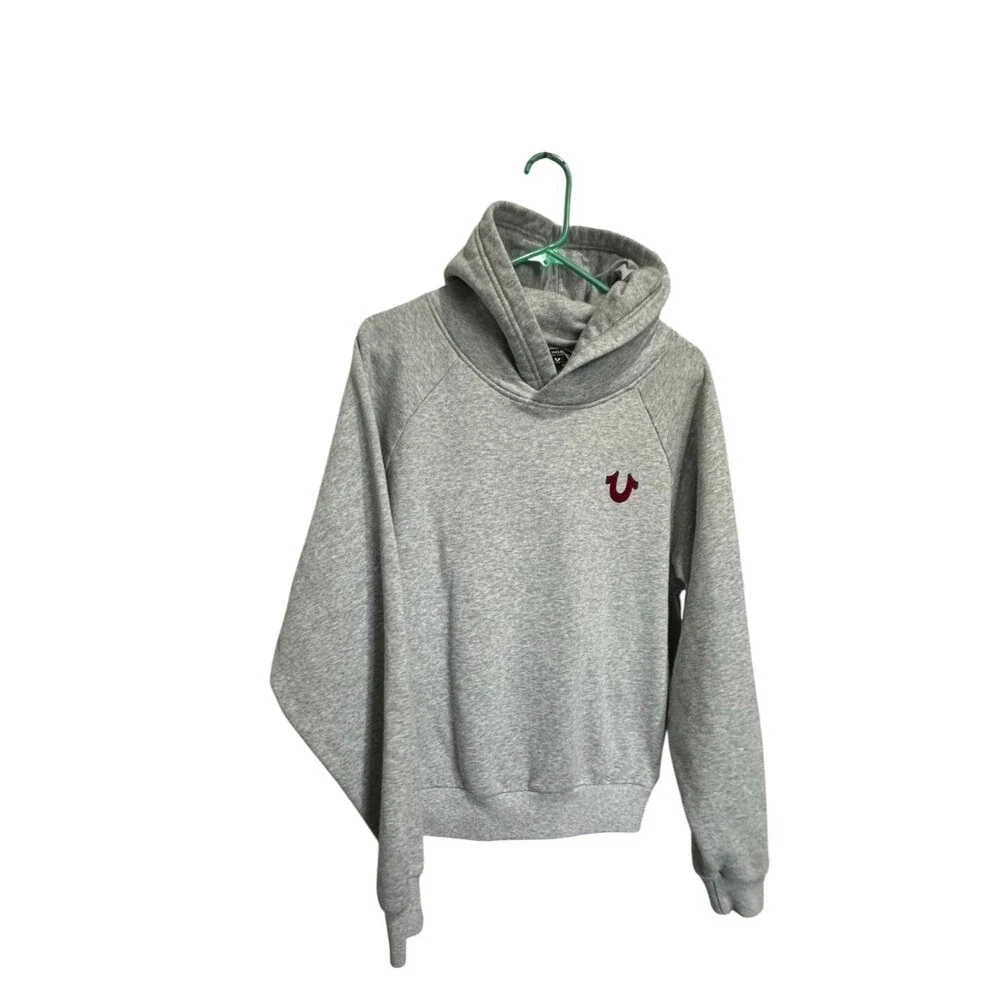 True Religion Pullover Hoodie Mens Size SP Gray Buddah Back Logo Guitar